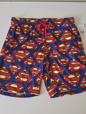 DC Comics Blue Shorts with Red & Yellow Superman Logos